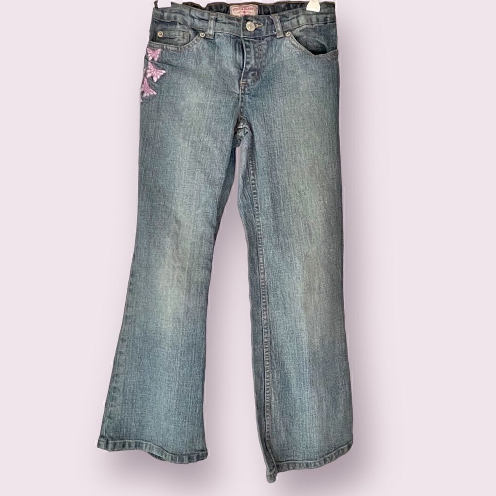 Steve & Barry’s Denim Girls Flare Jeans with Butterfly Applications Size 10 R